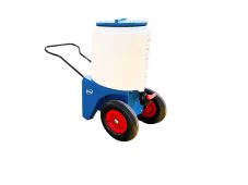 2 wheel milk mixer with blue base and lid